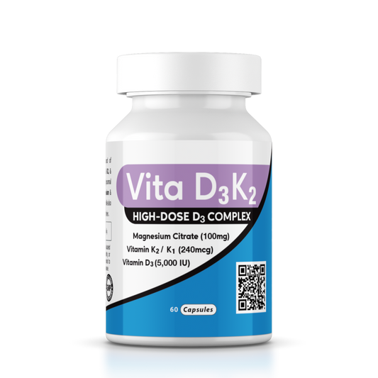 Vita D3K2 - High-Dose Vitamin D3 5000 IU - Vitamin K2 /K1 240mcg & Magnesium